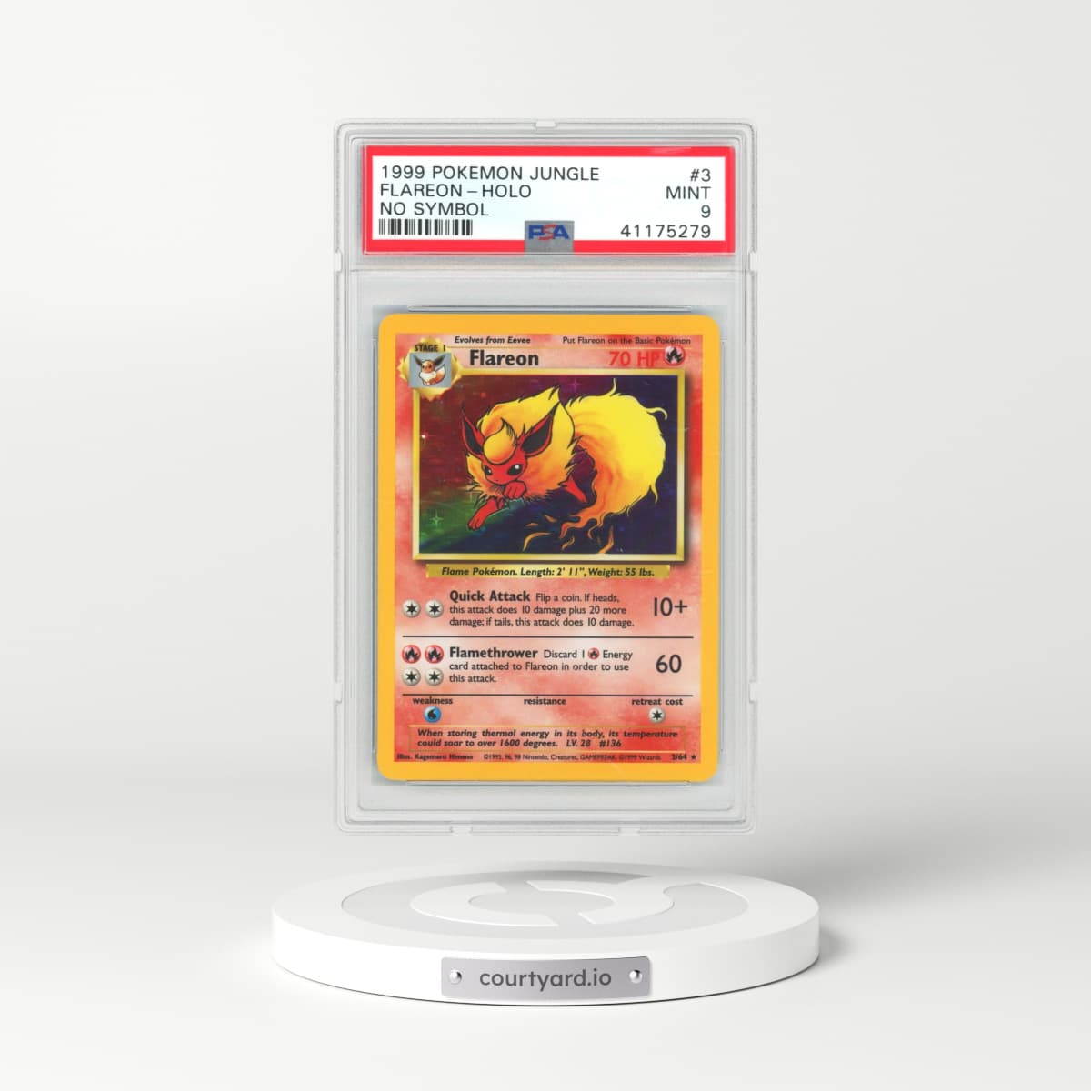 1999 Jungle #3 Flareon - Holo No Symbol (PSA 9 MINT)
