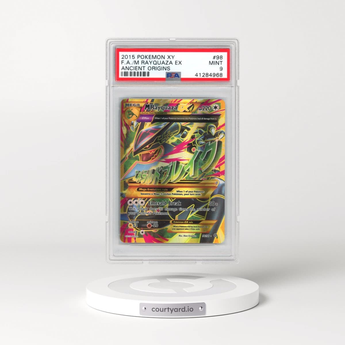 2015 Pokémon XY Ancient Origins #98 M Rayquaza EX - Holo Full Art (PSA 9 MINT)