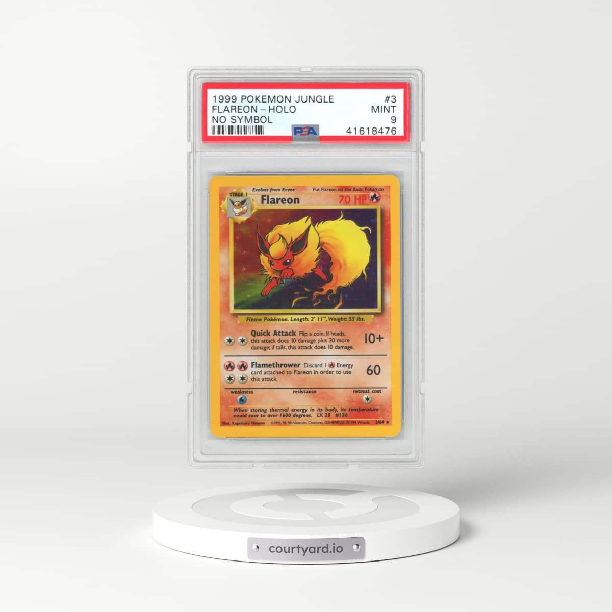 1999 Jungle #3 Flareon - Holo No Symbol (PSA 9 MINT)