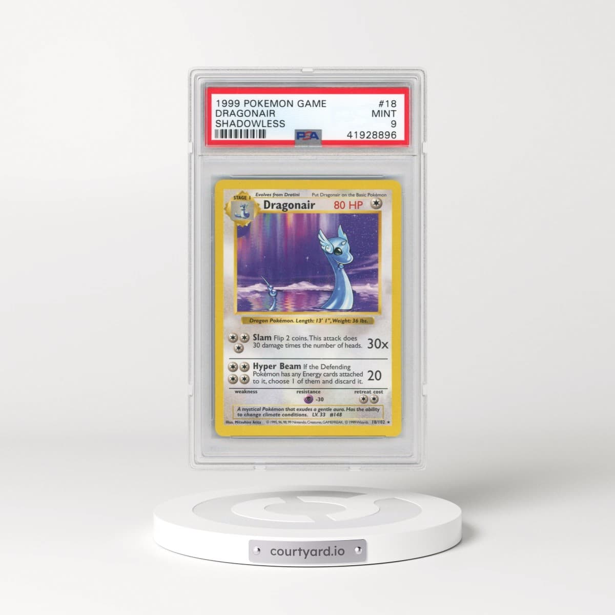 1999 Pokémon Game #18 Dragonair - Shadowless (PSA 9 MINT)
