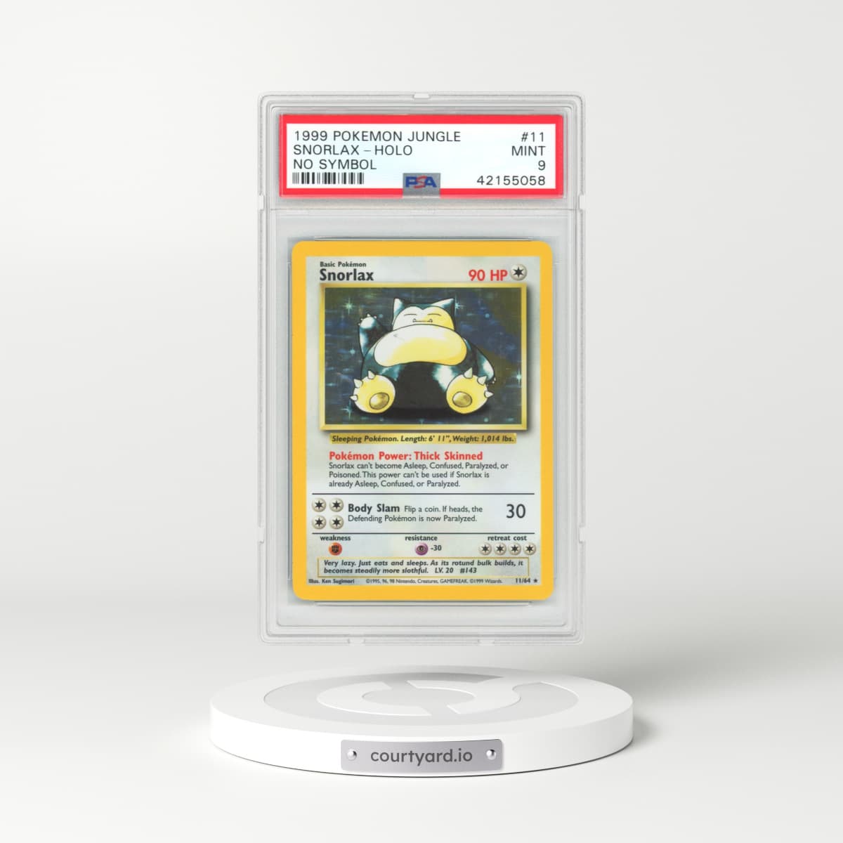 1999 Jungle #11 Snorlax - Holo No Symbol (PSA 9 MINT)