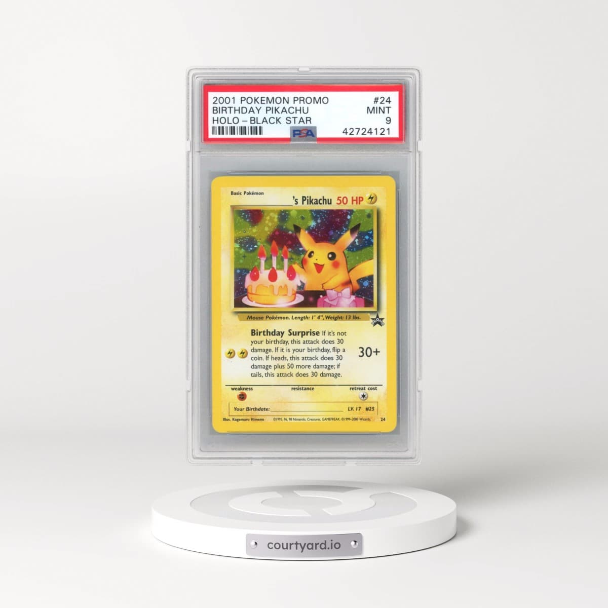 2000 Pokémon Promo Black Star #24 Birthday Pikachu - Holo (PSA 9 MINT)