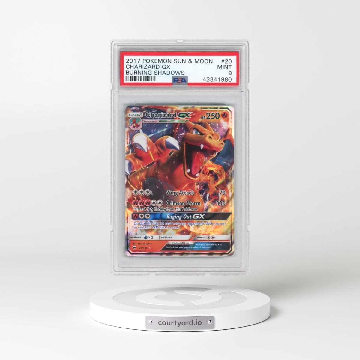 2017 Pokémon Sun & Moon Burning Shadows #20 Charizard GX - Holo (PSA 9 MINT)
