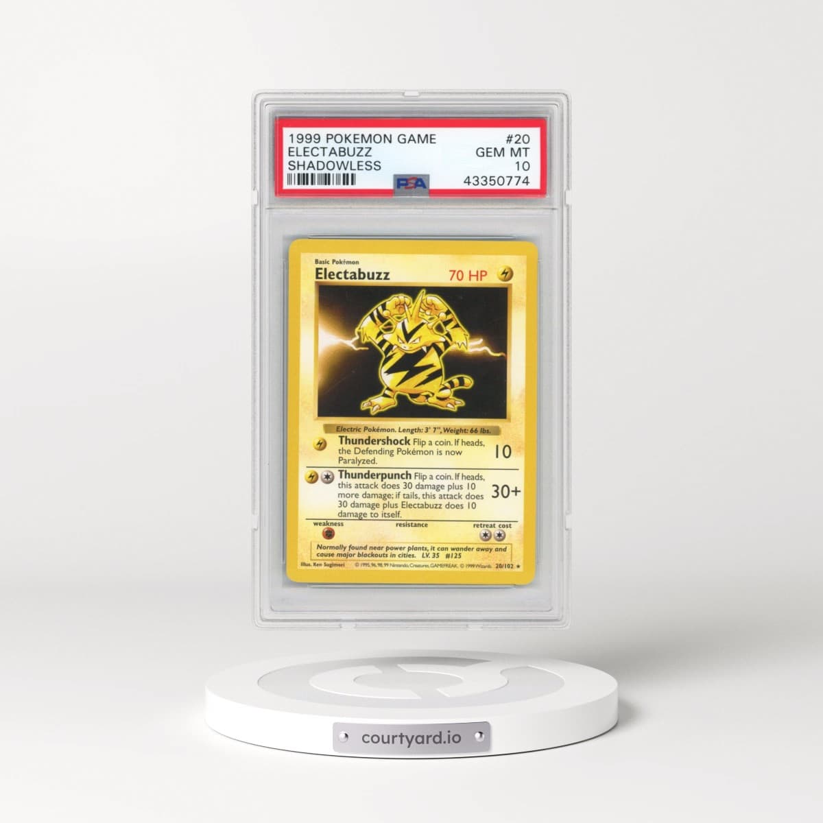 1999 Pokémon Game #20 Electabuzz - Shadowless (PSA 10 GEM MINT)