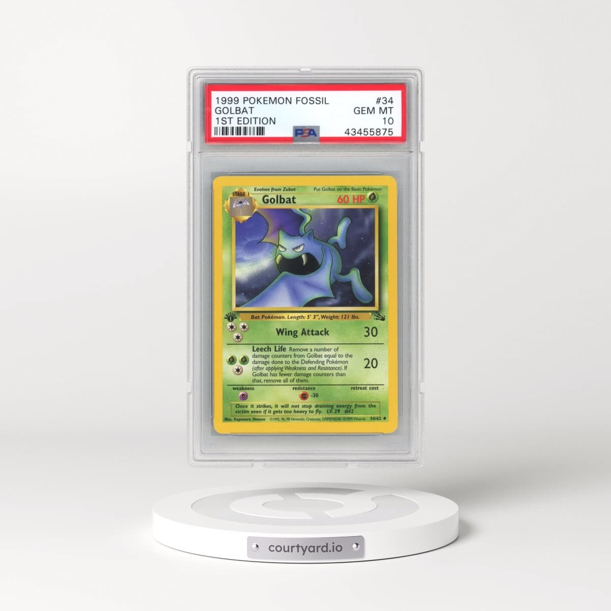 1999 Pokémon Fossil #34 Golbat - 1st Edition (PSA 10 GEM MINT)