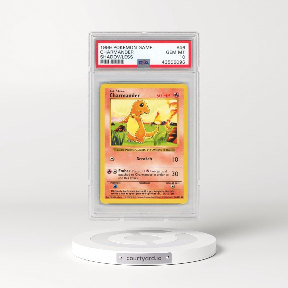 1999 Pokémon Game #46 Charmander - Shadowless (PSA 10 GEM MINT)