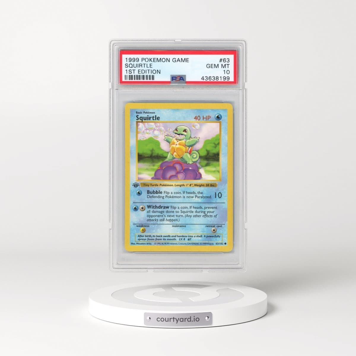 1999 Pokémon Game #63 Squirtle - 1st Edition (PSA 10 GEM MINT)