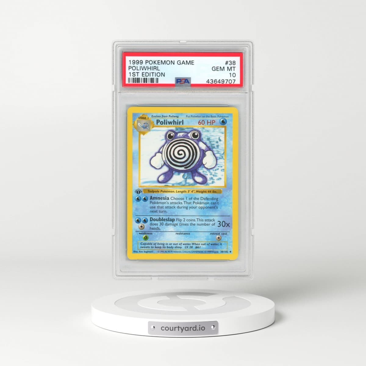 1999 Pokémon Game #38 Poliwhirl - 1st Edition (PSA 10 GEM MINT)