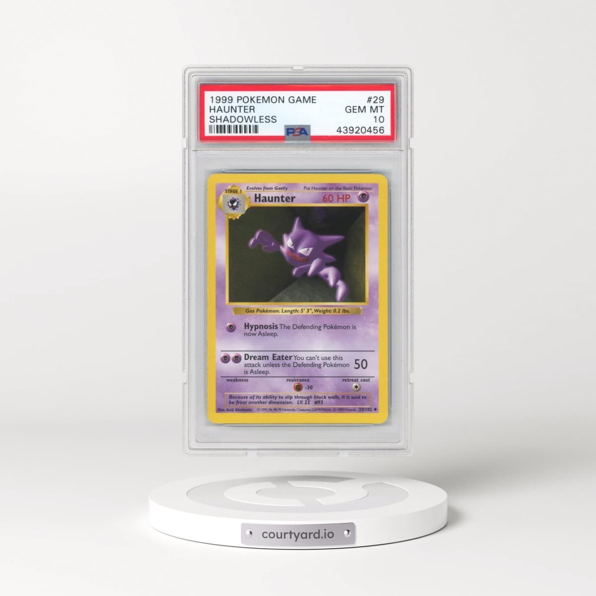 1999 Pokémon Game #29 Haunter - Shadowless (PSA 10 GEM MINT)