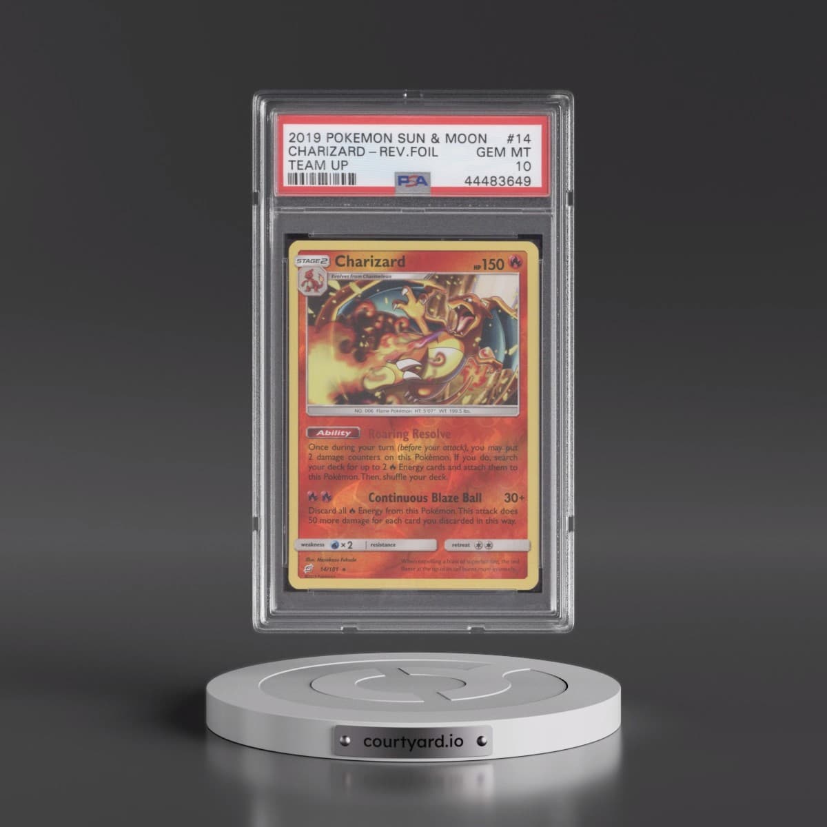 2019 Pokémon Sun & Moon Team Up #14 Charizard - Reverse Foil (PSA 10 GEM MINT)