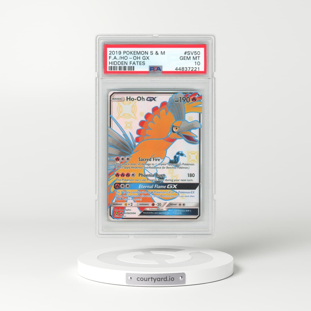 2019 Pokémon Sun & Moon Hidden Fates #SV50 HO-Oh GX - Holo Full Art (PSA 10 GEM MINT)