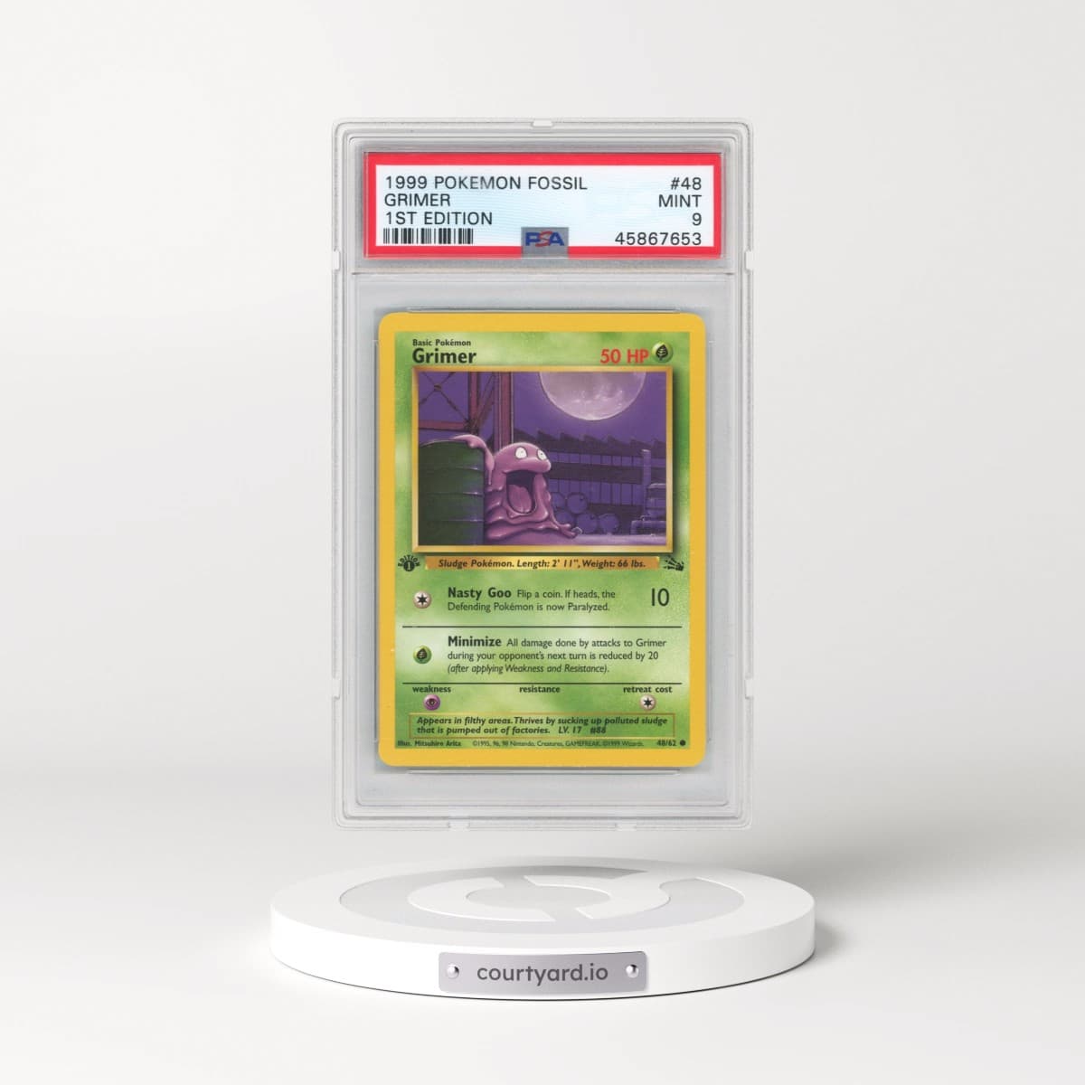 1999 Pokémon Fossil #48 Grimer - 1st Edition (PSA 9 MINT)