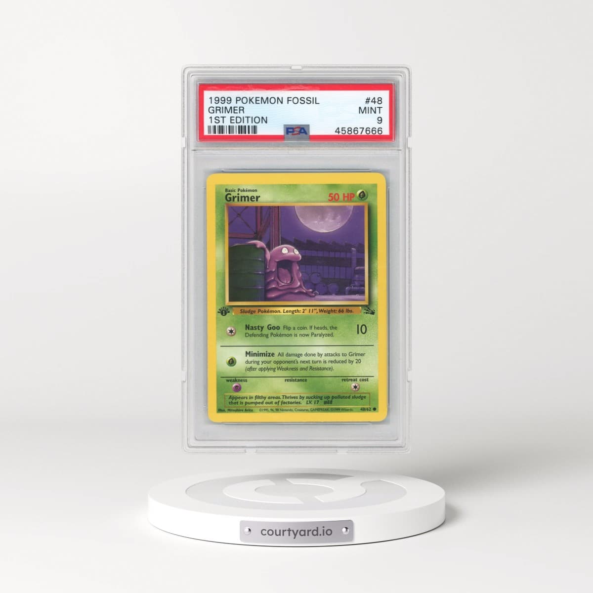 1999 Pokémon Fossil #48 Grimer - 1st Edition (PSA 9 MINT)