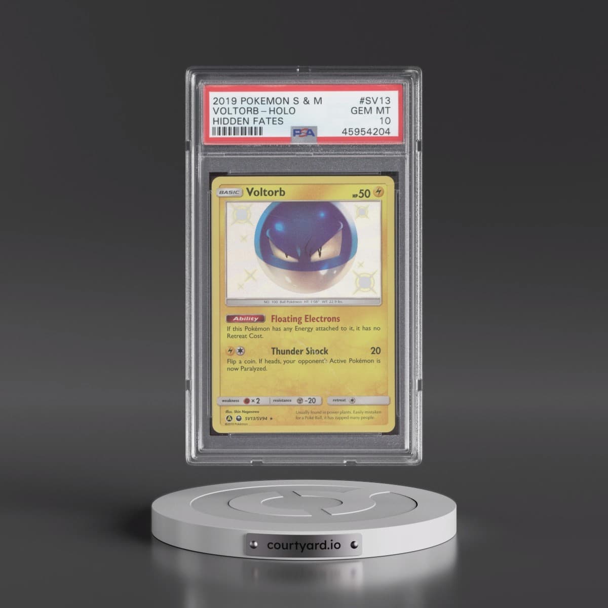 2019 Pokémon Sun & Moon Hidden Fates #SV13 Voltorb - Holo (PSA 10 GEM MINT)