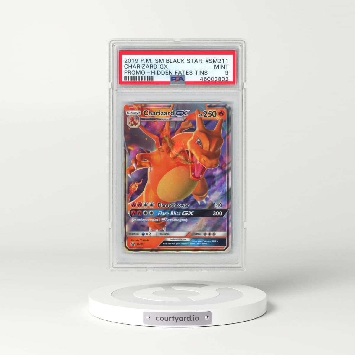 2019 Pokémon SM Black Star Promo #SM211 Charizard GX - Holo Hidden Fates Tins (PSA 9 MINT)