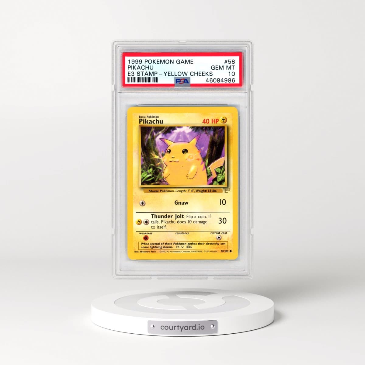 1999 Pokémon Game #58 Pikachu - E3 Stamp-Yellow Cheeks (PSA 10 GEM MINT)