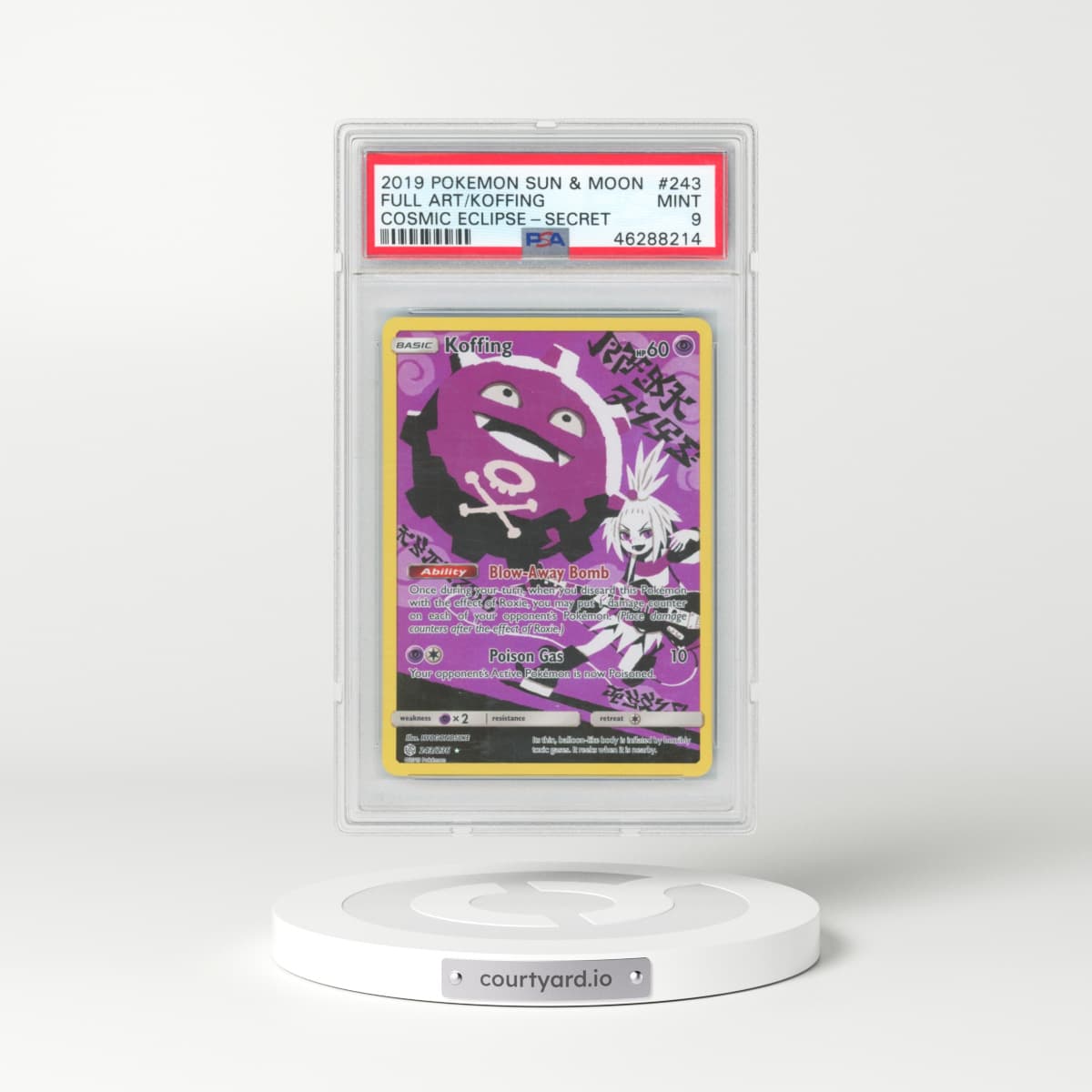 2019 Pokémon Sun & Moon Cosmic Eclipse #243 Koffing - Full Art Secret (PSA 9 MINT)