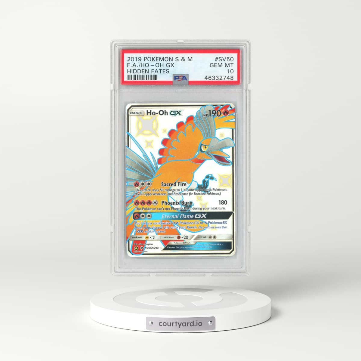 2019 Hidden Fates #SV50 Ho-Oh GX - Full Art Holo (PSA 10 GEM MINT)