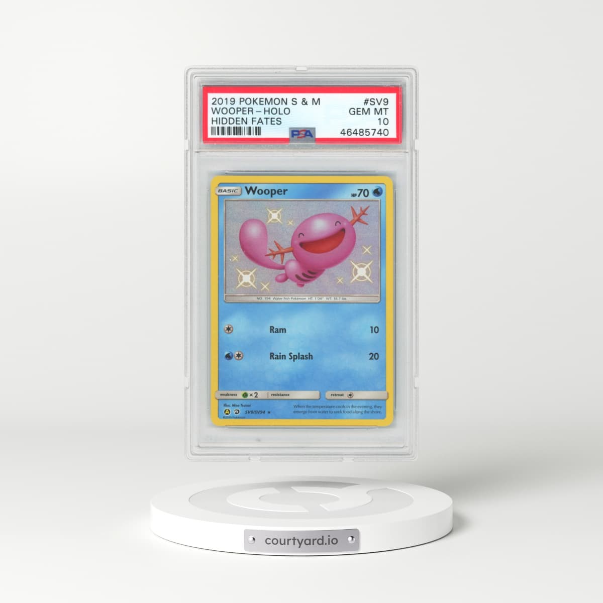 2019 Pokémon Sun & Moon Hidden Fates #SV9 Wooper - Holo (PSA 10 GEM MINT)