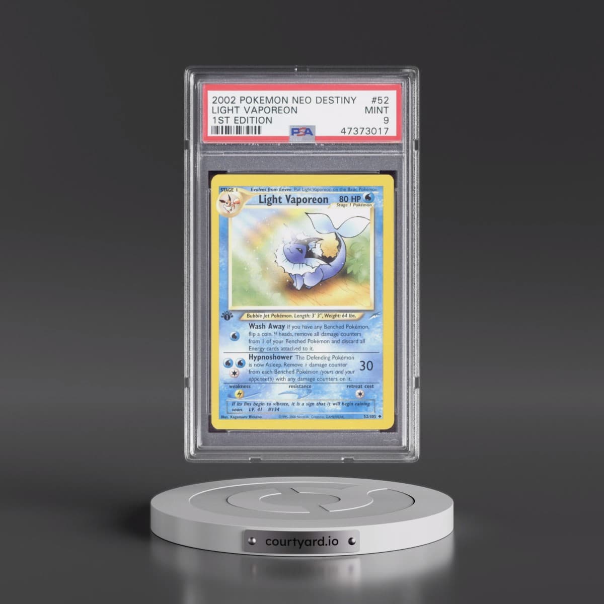 2002 Pokémon Neo Destiny #52 Light Vaporeon - 1st Edition (PSA 9 MINT)