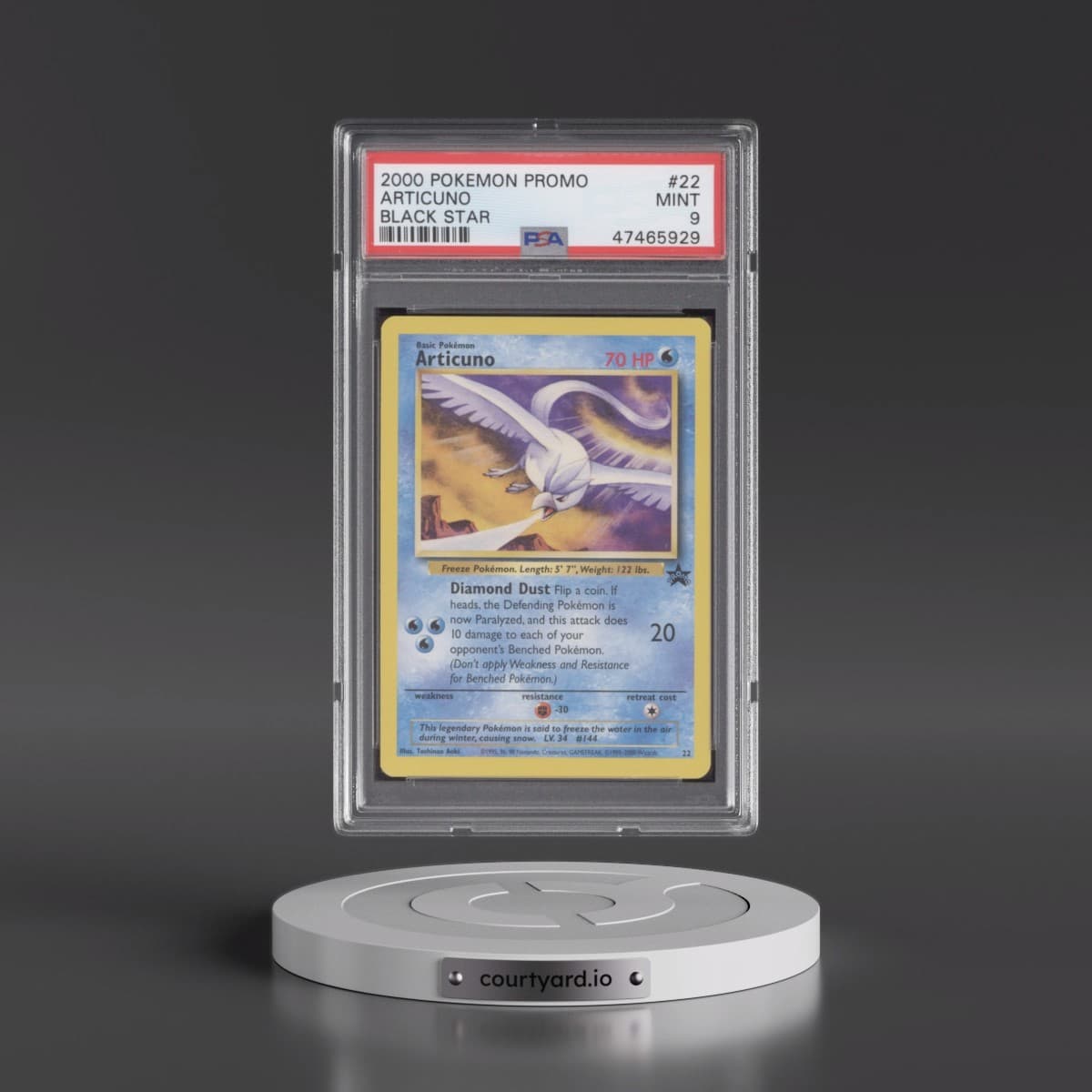 2000 Pokémon Promo Black Star #22 Articuno - Toshinao Aoki Error (PSA 9 MINT)