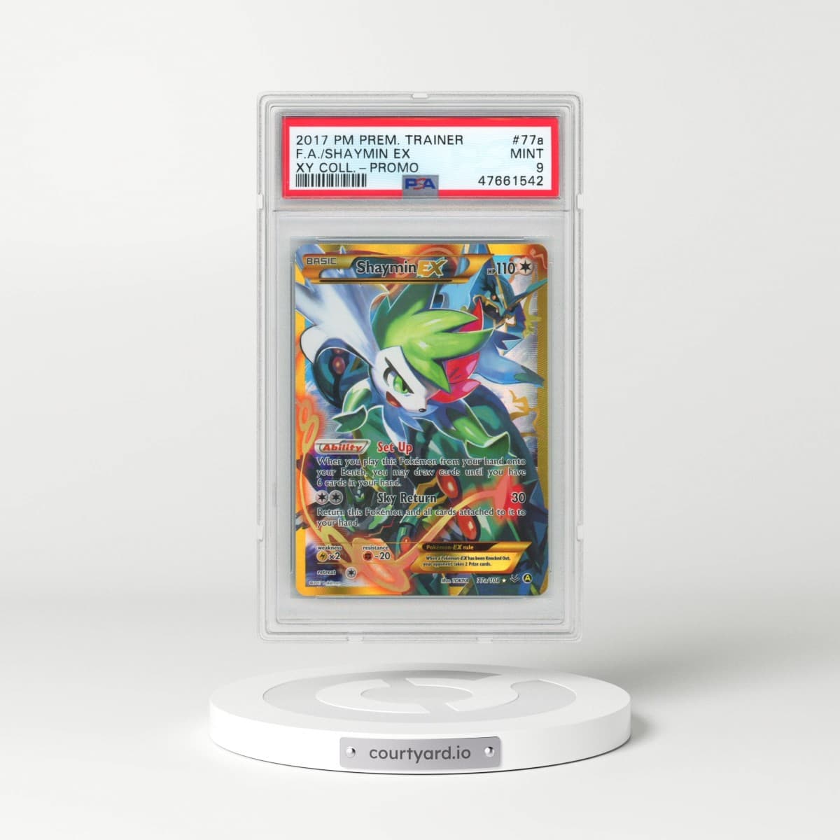 2017 Pokémon Premium Trainer XY Collection Promo #77a Shaymin EX - Holo Full Art (PSA 9 MINT)
