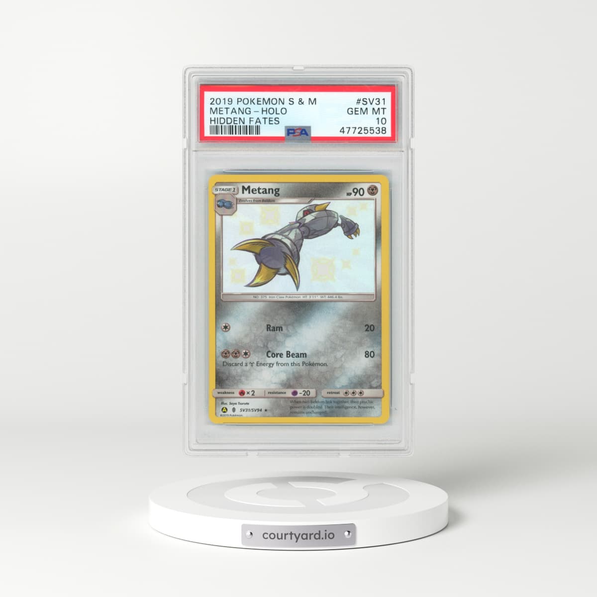 2019 Pokémon Sun & Moon Hidden Fates #SV31 Metang - Holo (PSA 10 GEM MINT)
