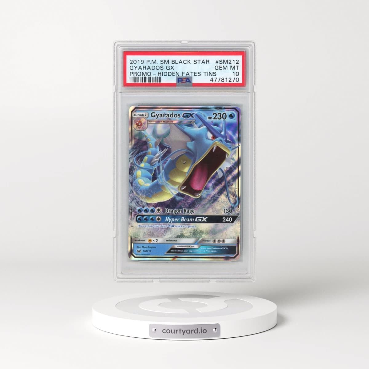 2019 Pokémon SM Black Star Promo #SM212 Gyarados GX - Holo Hidden Fates Tins (PSA 10 GEM MINT)