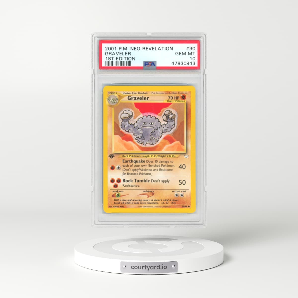 2001 Pokémon Neo Revelation #30 Graveler (PSA 10 GEM MINT)