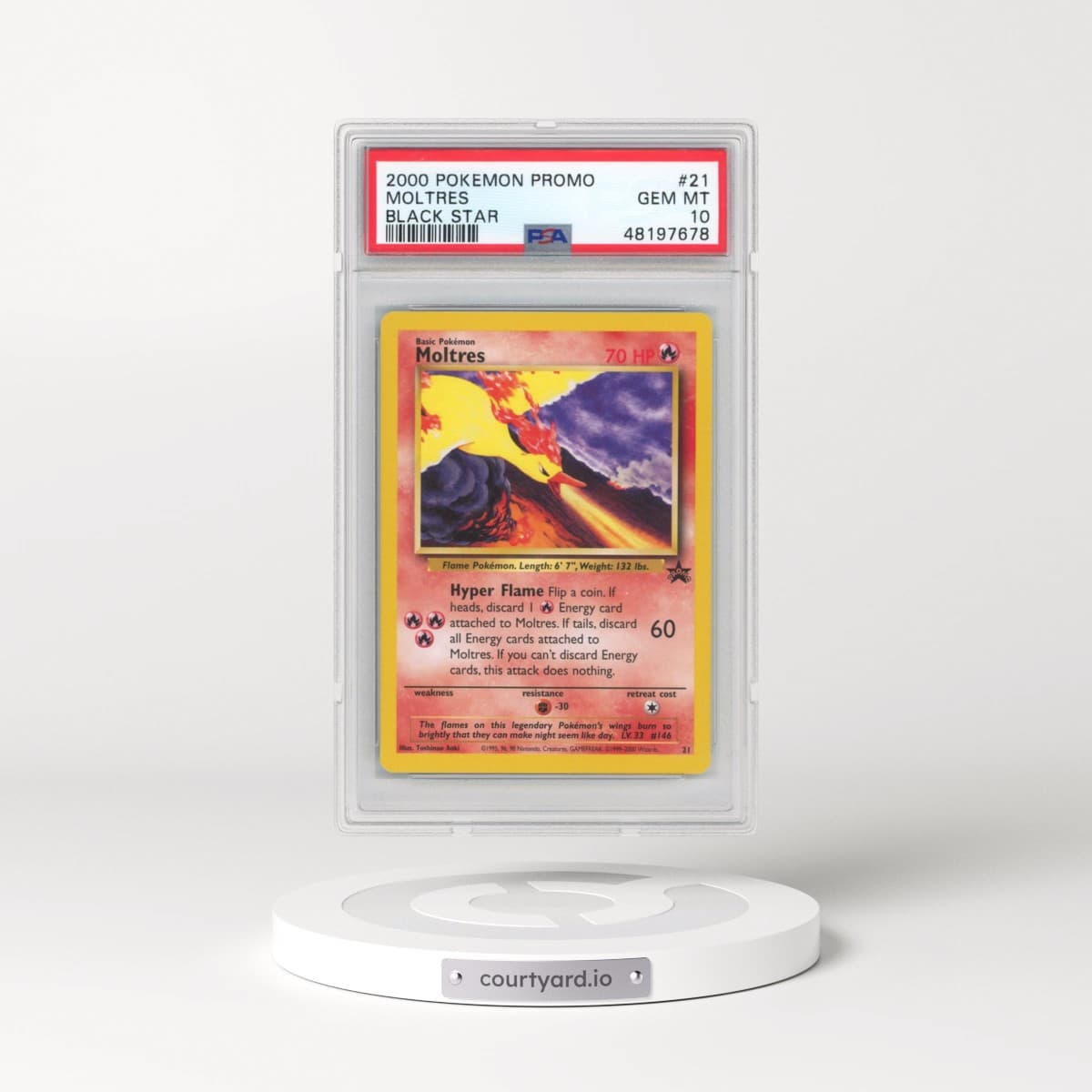 2000 Pokémon Promo Black Star #21 Moltres - Toshinao Aoki Error (PSA 10 GEM MINT)