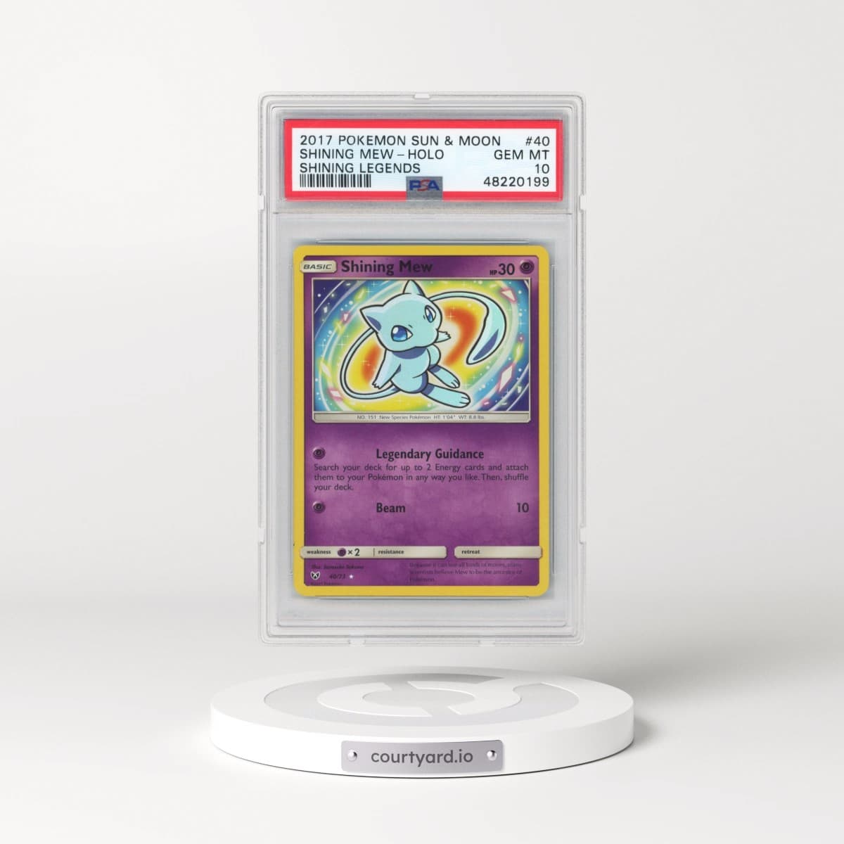 2017 Pokémon Sun & Moon Shining Legends #40 Shining Mew - Holo Holo (PSA 10 GEM MINT)