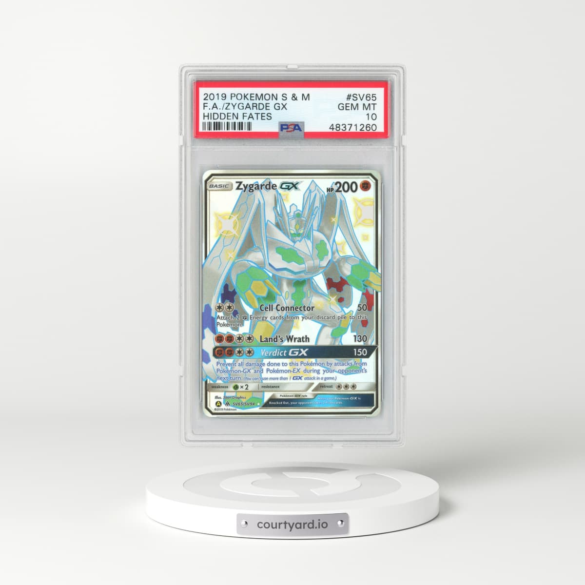 2019 Hidden Fates #SV65 Zygarde GX - Full Art Holo (PSA 10 GEM MINT)