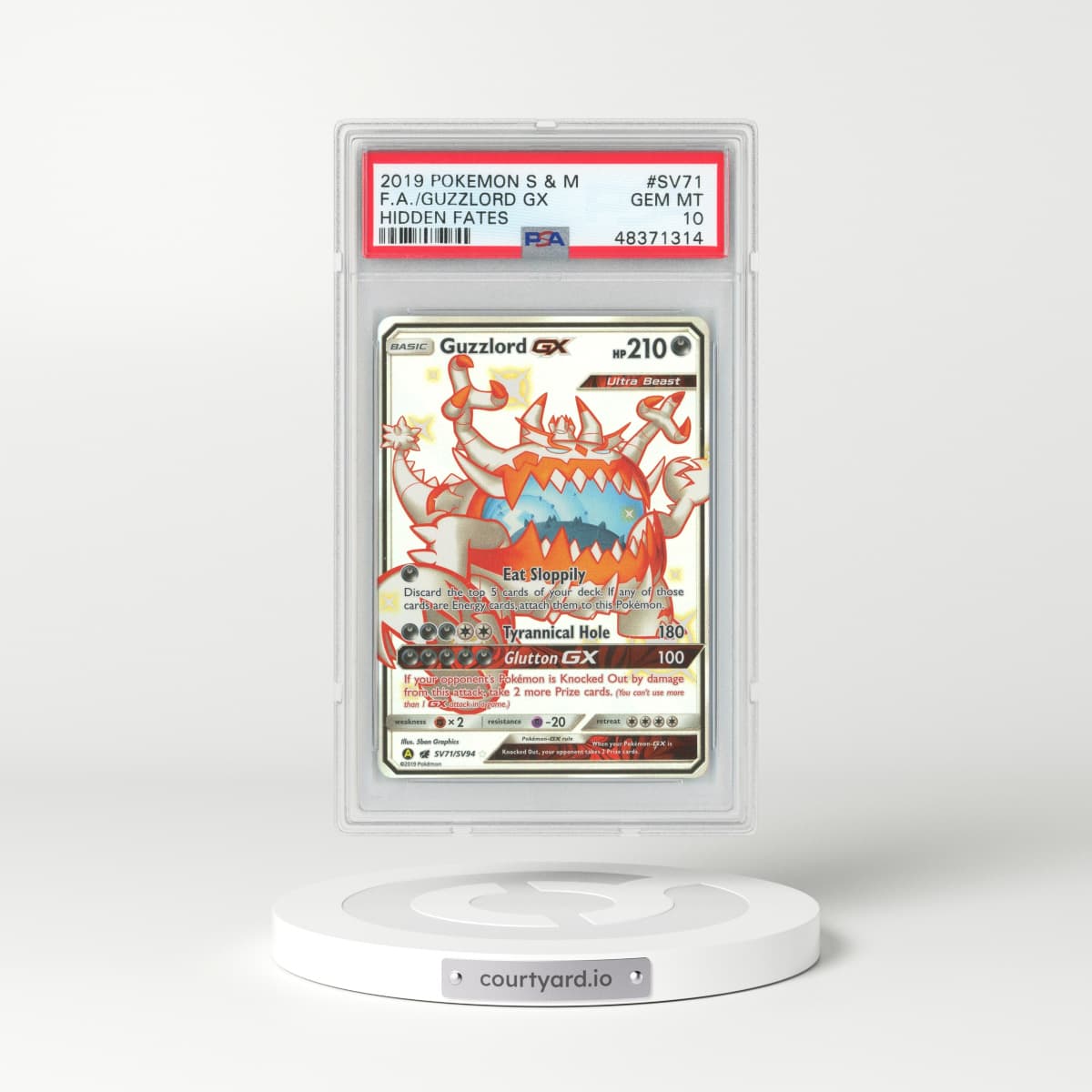 2019 Hidden Fates #SV71 Guzzlord GX - Full Art Holo (PSA 10 GEM MINT)