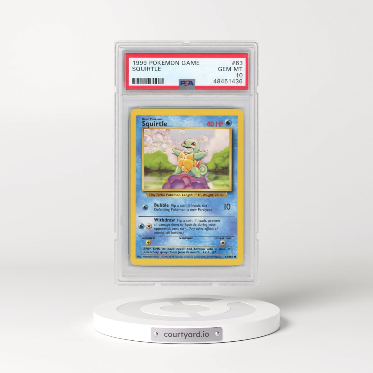1999 Pokémon Game #63 Squirtle (PSA 10 GEM MINT)