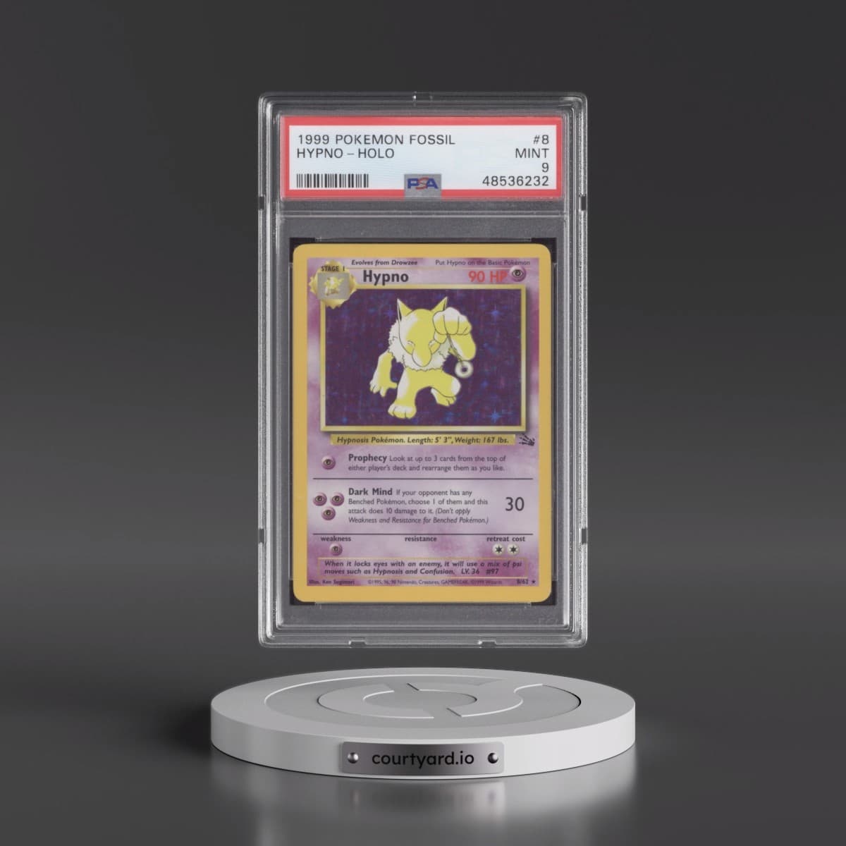 1999 Pokémon Fossil #8 Hypno - Holo (PSA 9 MINT)