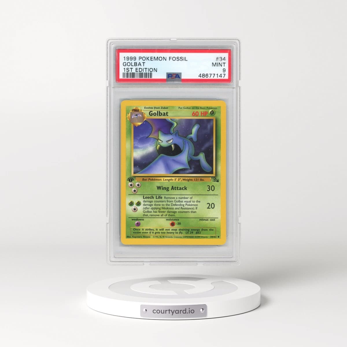 1999 Pokémon Fossil #34 Golbat - 1st Edition (PSA 9 MINT)