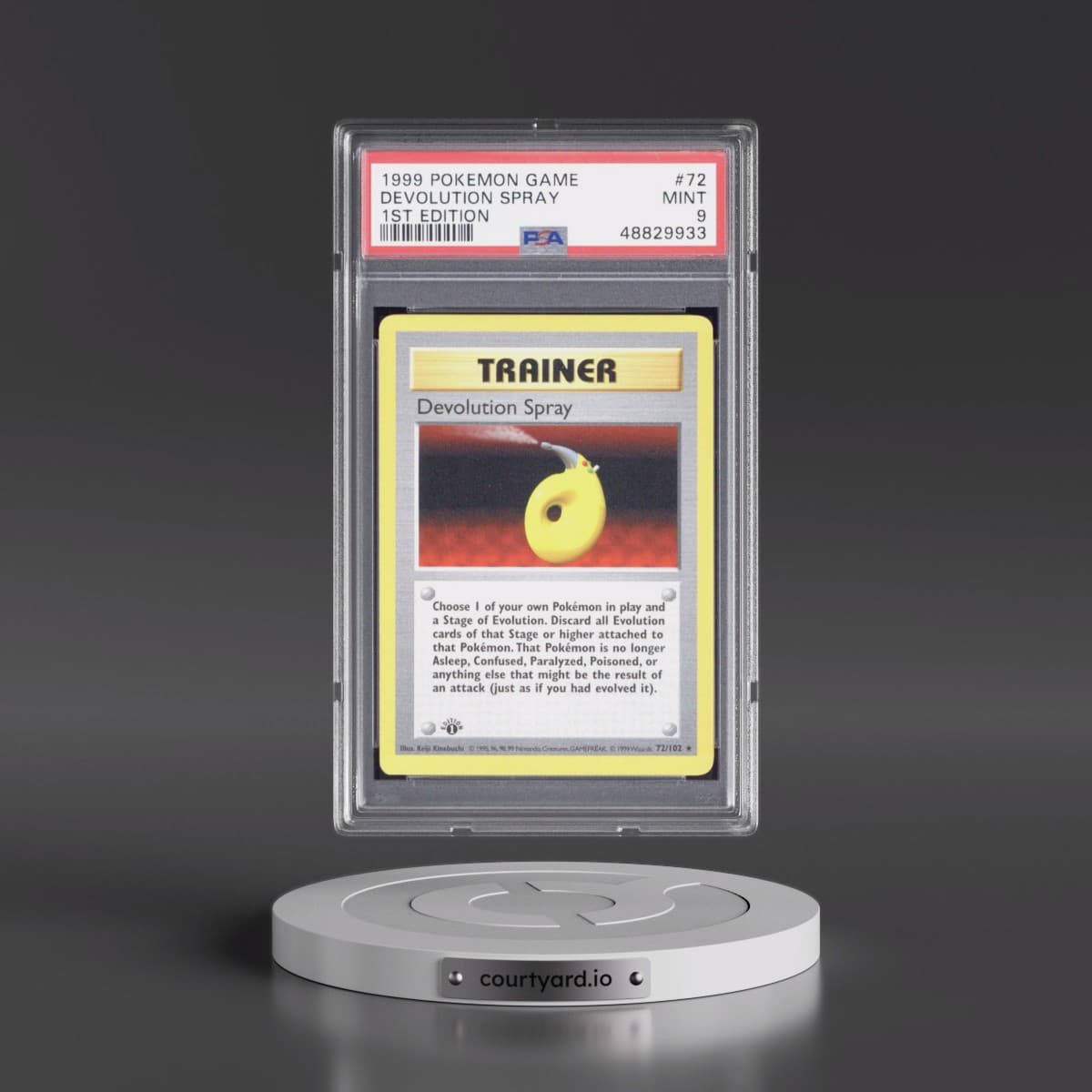 1999 Pokémon Game #72 Devolution Spray - 1st Edition (PSA 9 MINT)