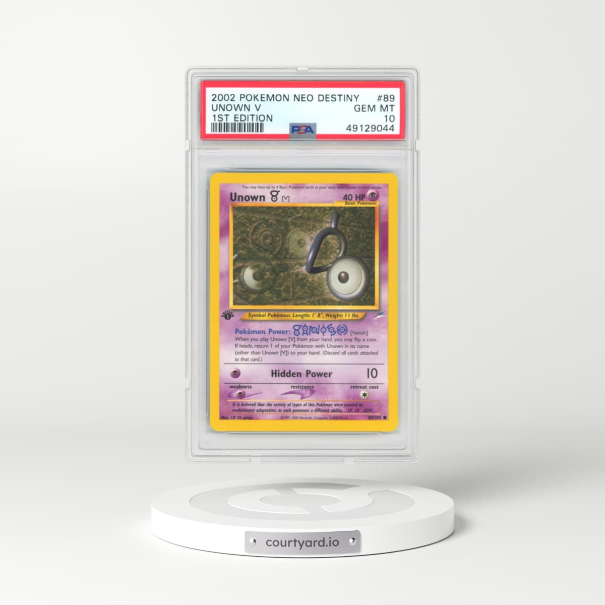 2002 Neo Destiny #89 Unown V (PSA 10 GEM MINT)