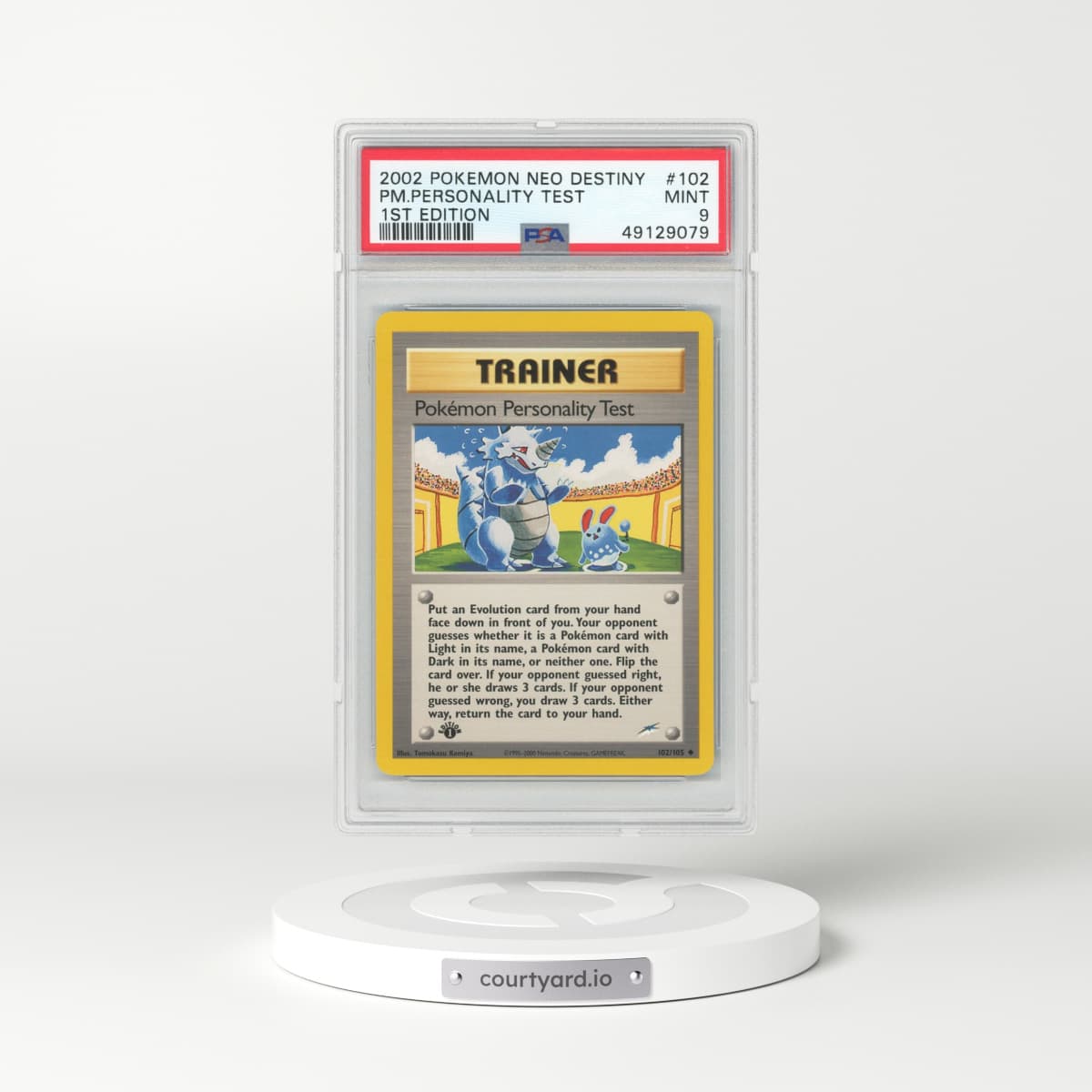 2002 Neo Destiny #102 Pokemon Personality Test - 1st Edition (PSA 9 MINT)