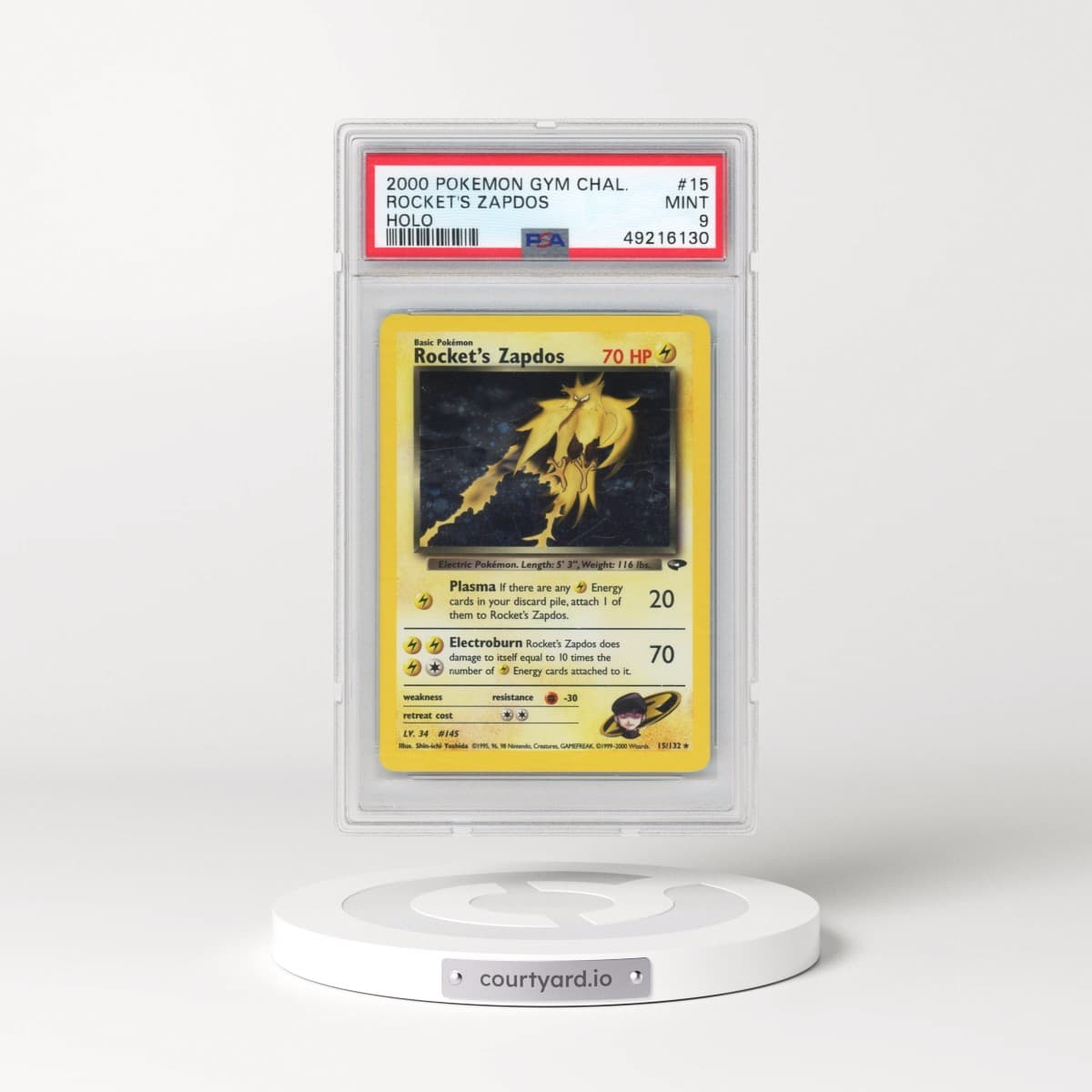 2000 Pokémon Gym Challenge #15 Rocket's Zapdos - Holo (PSA 9 MINT)