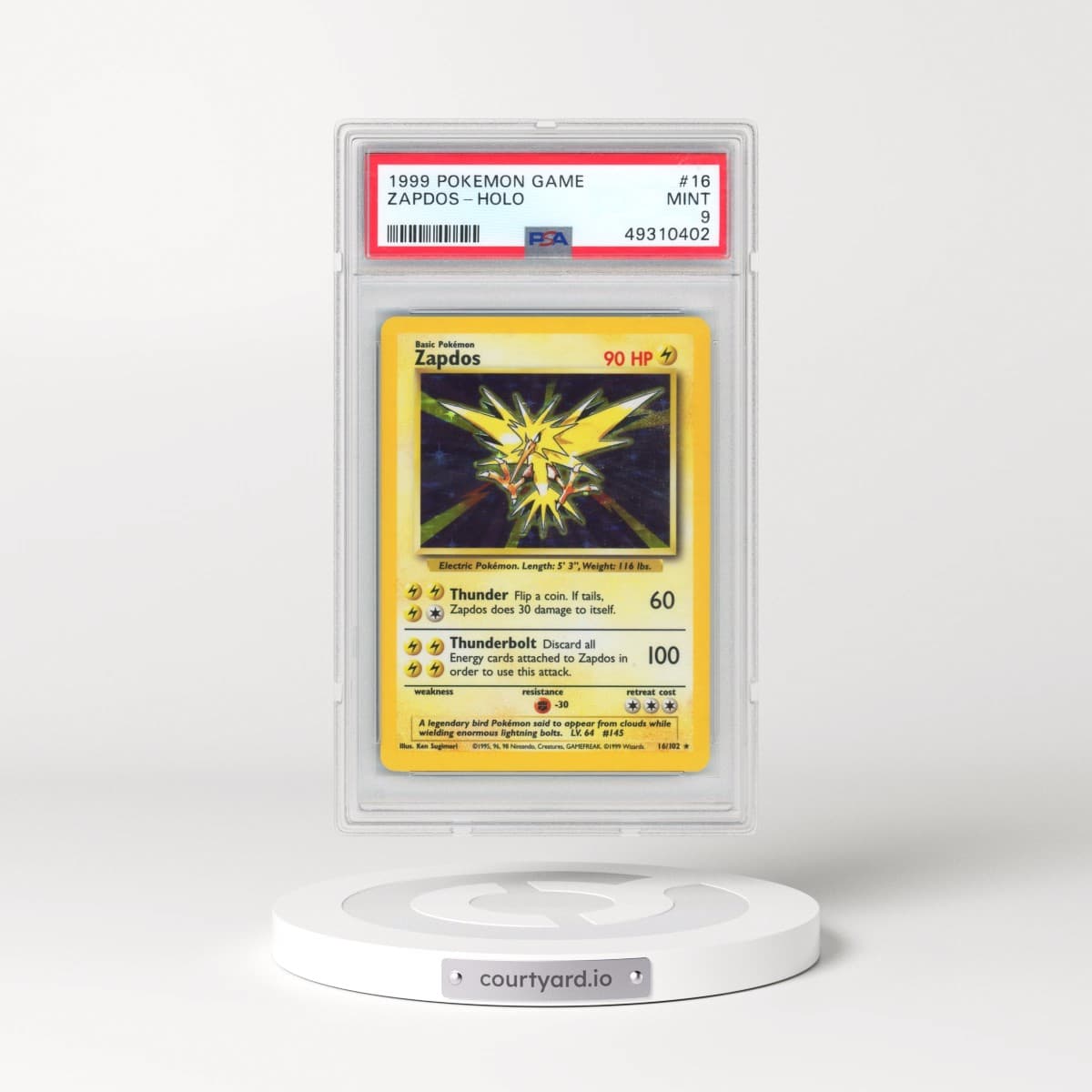1999 Pokémon Game #16 Zapdos - Holo (PSA 9 MINT)