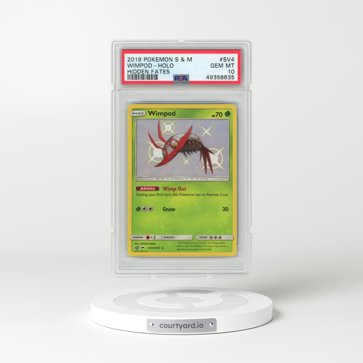 2019 Pokémon Sun & Moon Hidden Fates #SV4 Wimpod - Holo (PSA 10 GEM MINT)