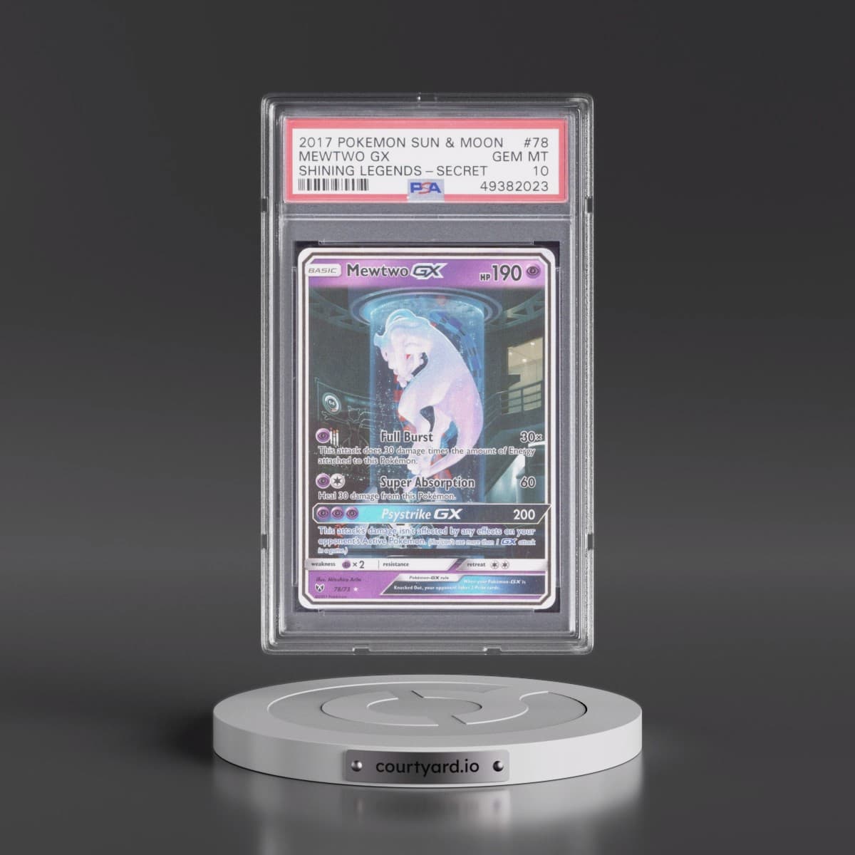 2017 Pokémon Sun & Moon Shining Legends #78 Mewtwo GX - Holo Secret (PSA 10 GEM MINT)