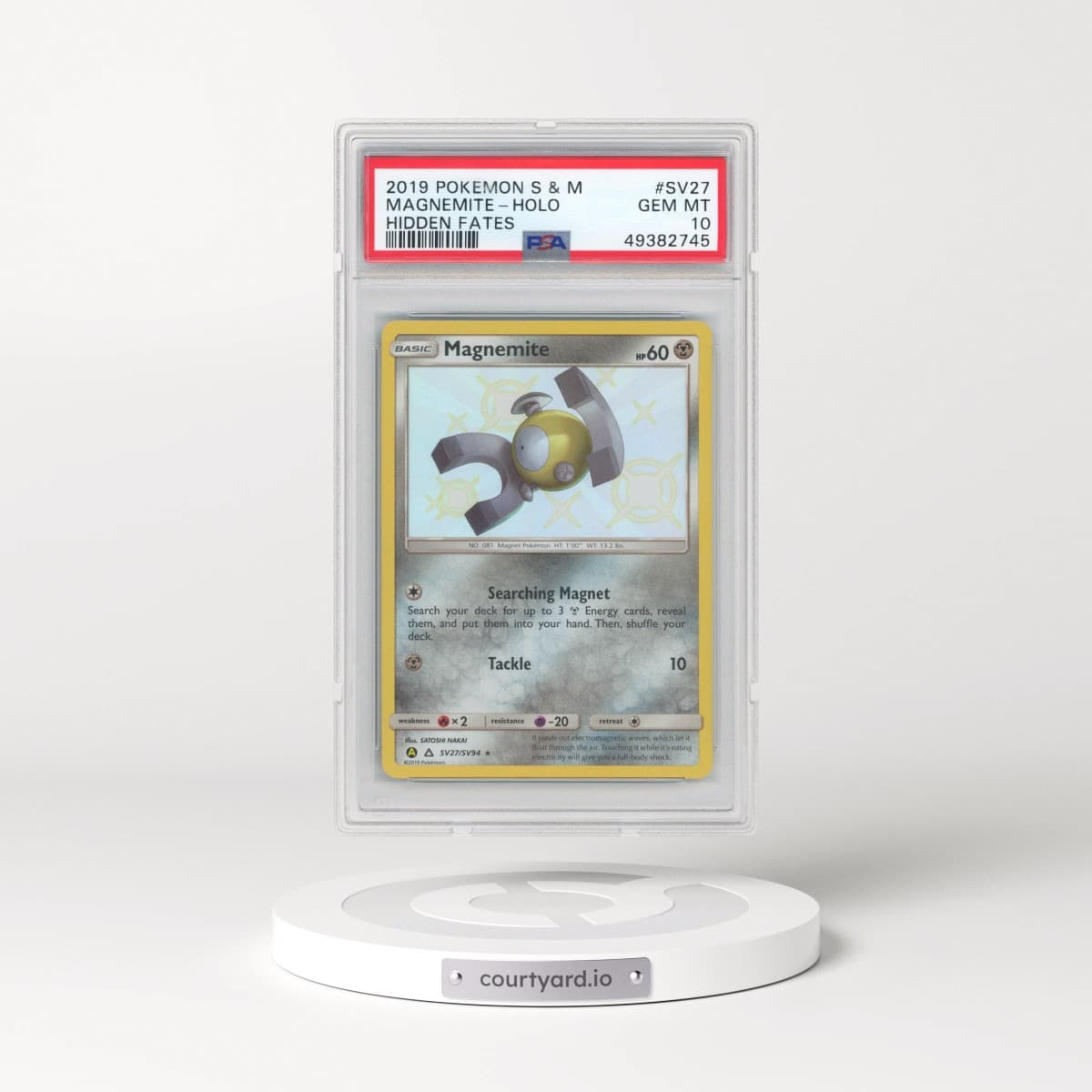 2019 Pokémon Sun & Moon Hidden Fates #SV27 Magnemite - Holo (PSA 10 GEM MINT)