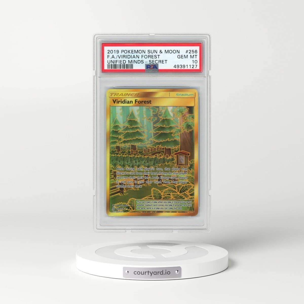 2019 Pokémon Sun & Moon Unified Minds #256 Viridian Forest - Full Art Secret (PSA 10 GEM MINT)
