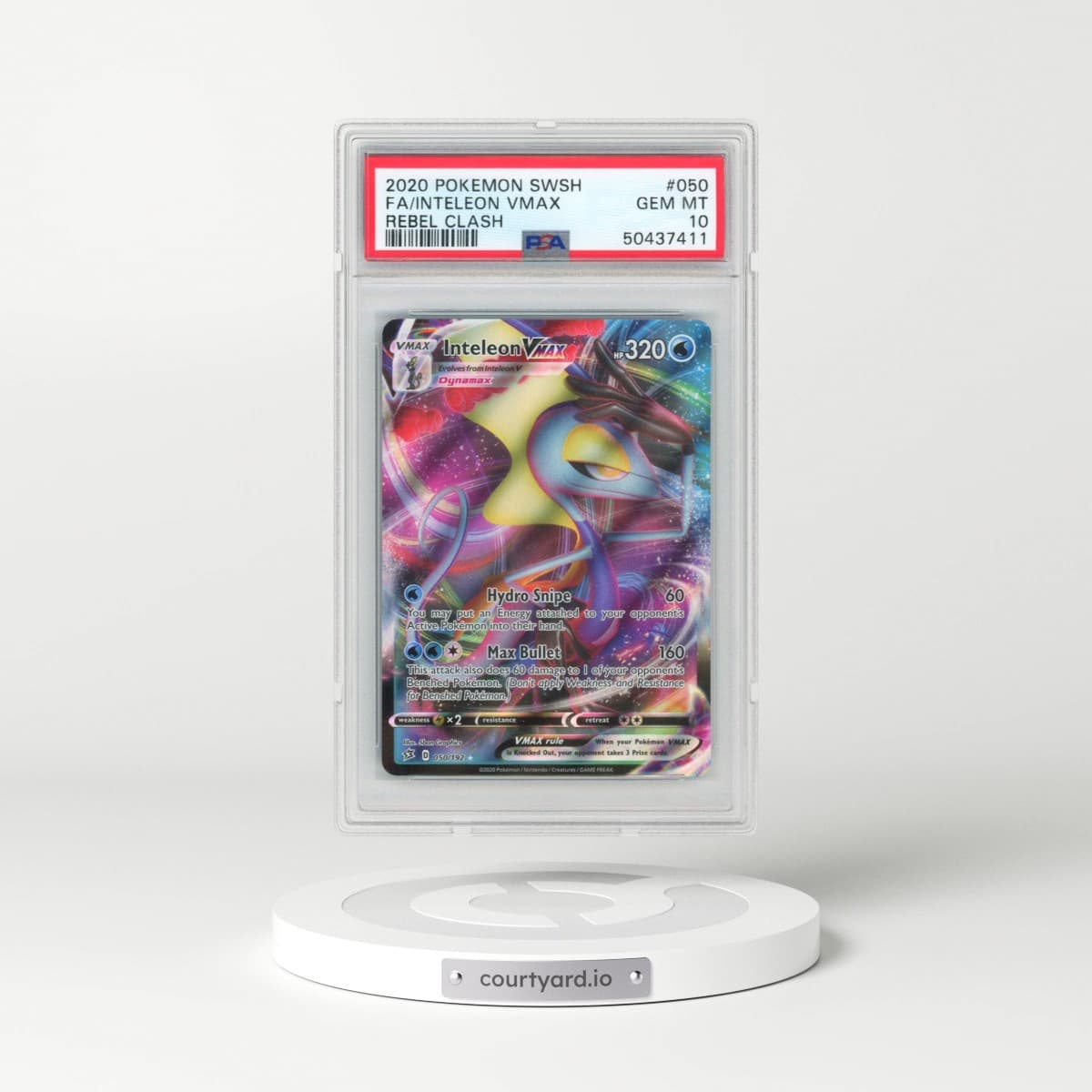 2020 Pokémon Sword & Shield Rebel Clash #050 Inteleon Vmax - Full Art (PSA 10 GEM MINT)