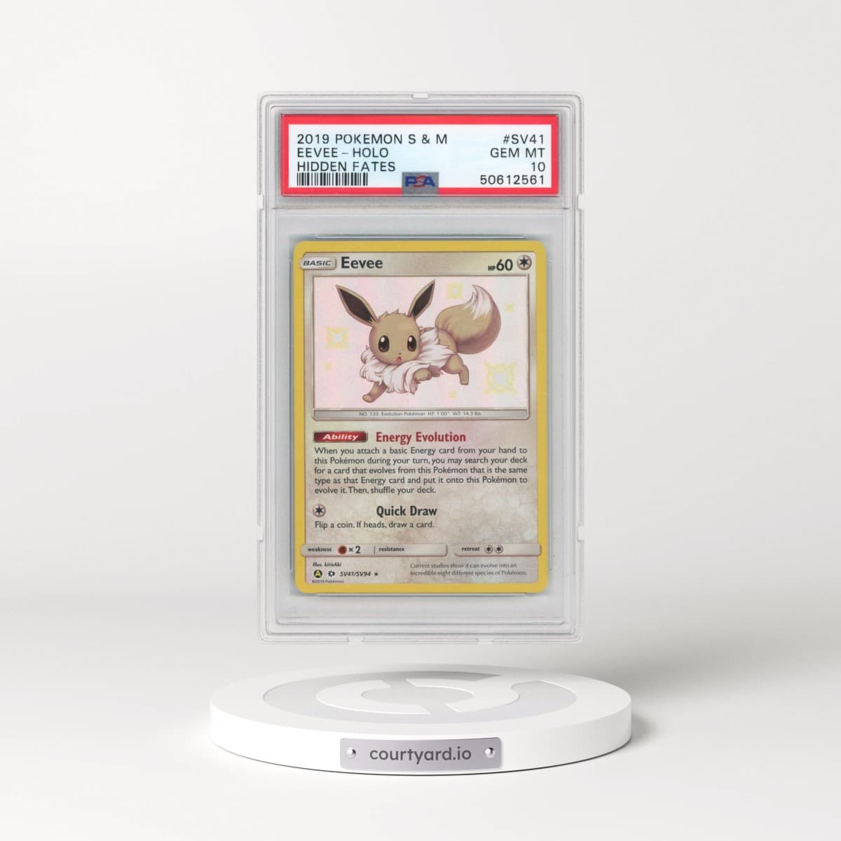2019 Pokémon Sun & Moon Hidden Fates #SV41 Eevee - Holo (PSA 10 GEM MINT)