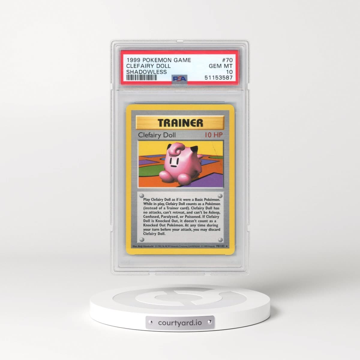 1999 Pokémon Game #70 Clefairy Doll - Shadowless (PSA 10 GEM MINT)