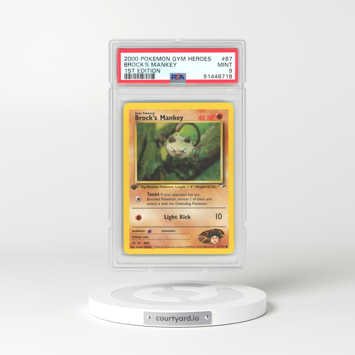 2000 Gym Heroes #67 Brock's Mankey - 1st Edition (PSA 9 MINT)