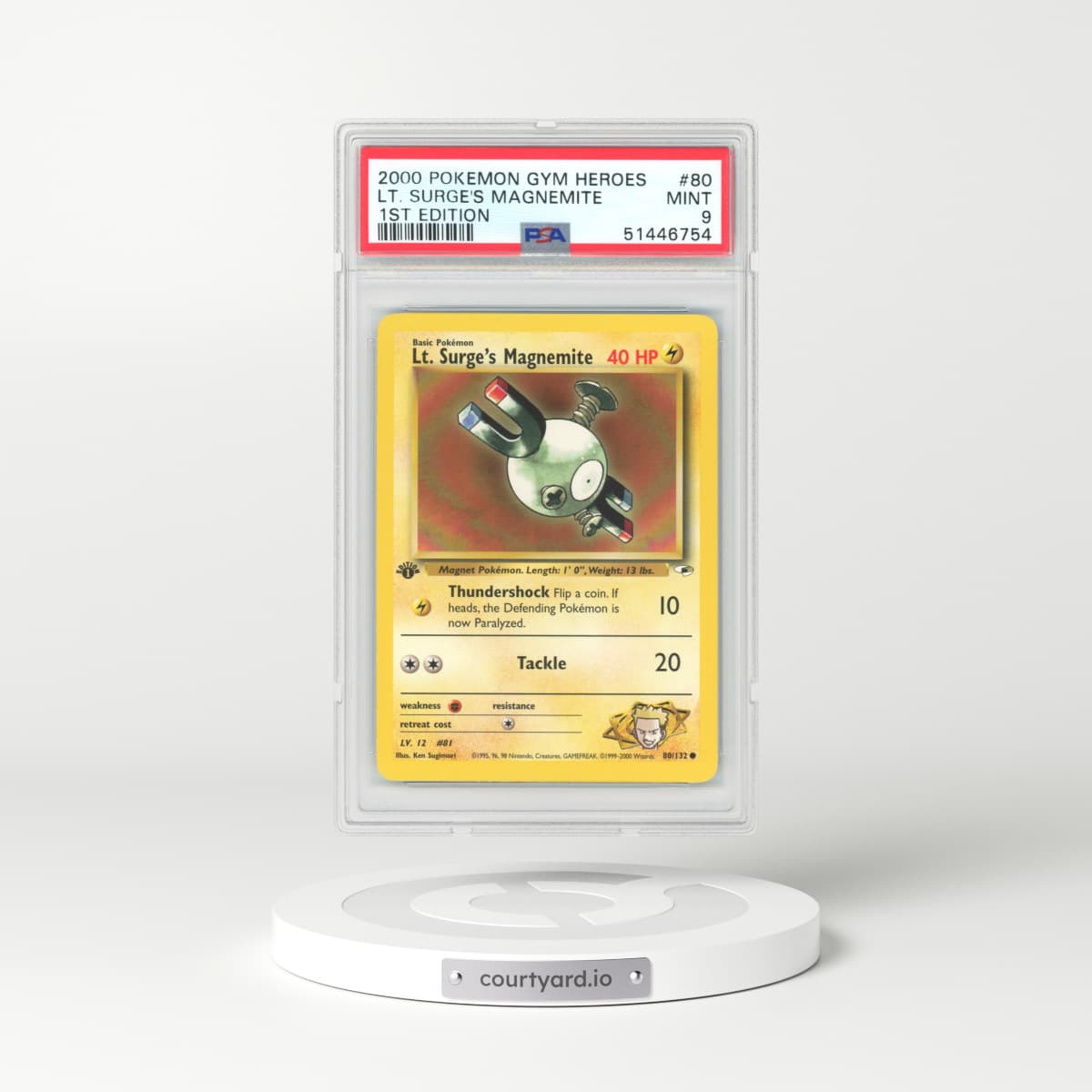 2000 Gym Heroes #80 Lt. Surge's Magnemite - 1st Edition (PSA 9 MINT)